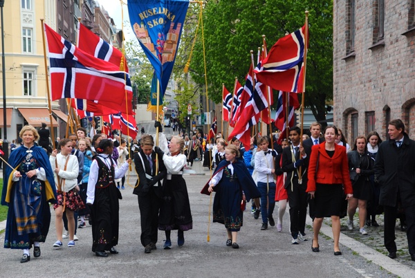 Flags fly high on the 17th of May